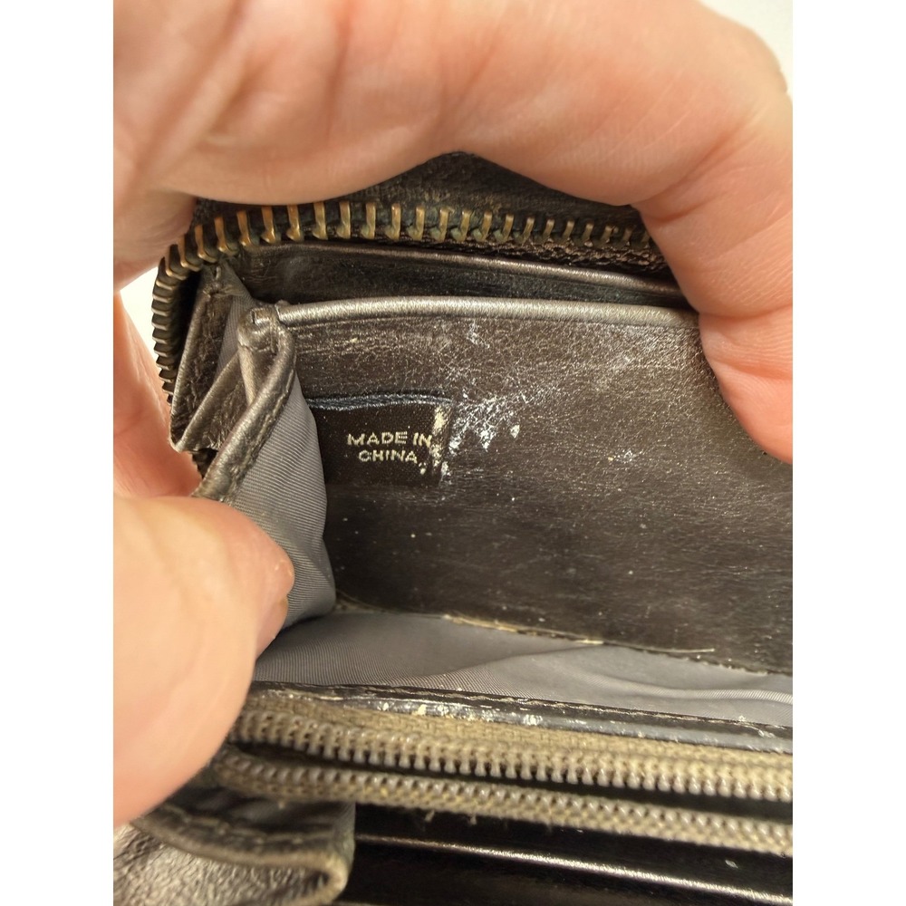 COACH Crocodile Embossed Leather Accordion Black Wallet 8‎ inches - Picture 12 of 16